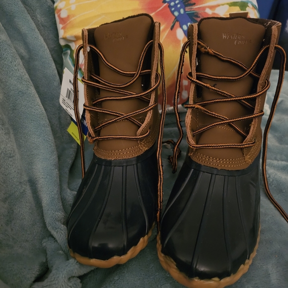 Western Chief Shoes - Western Chief Navy and Brown Water-Resistant Rain Boots